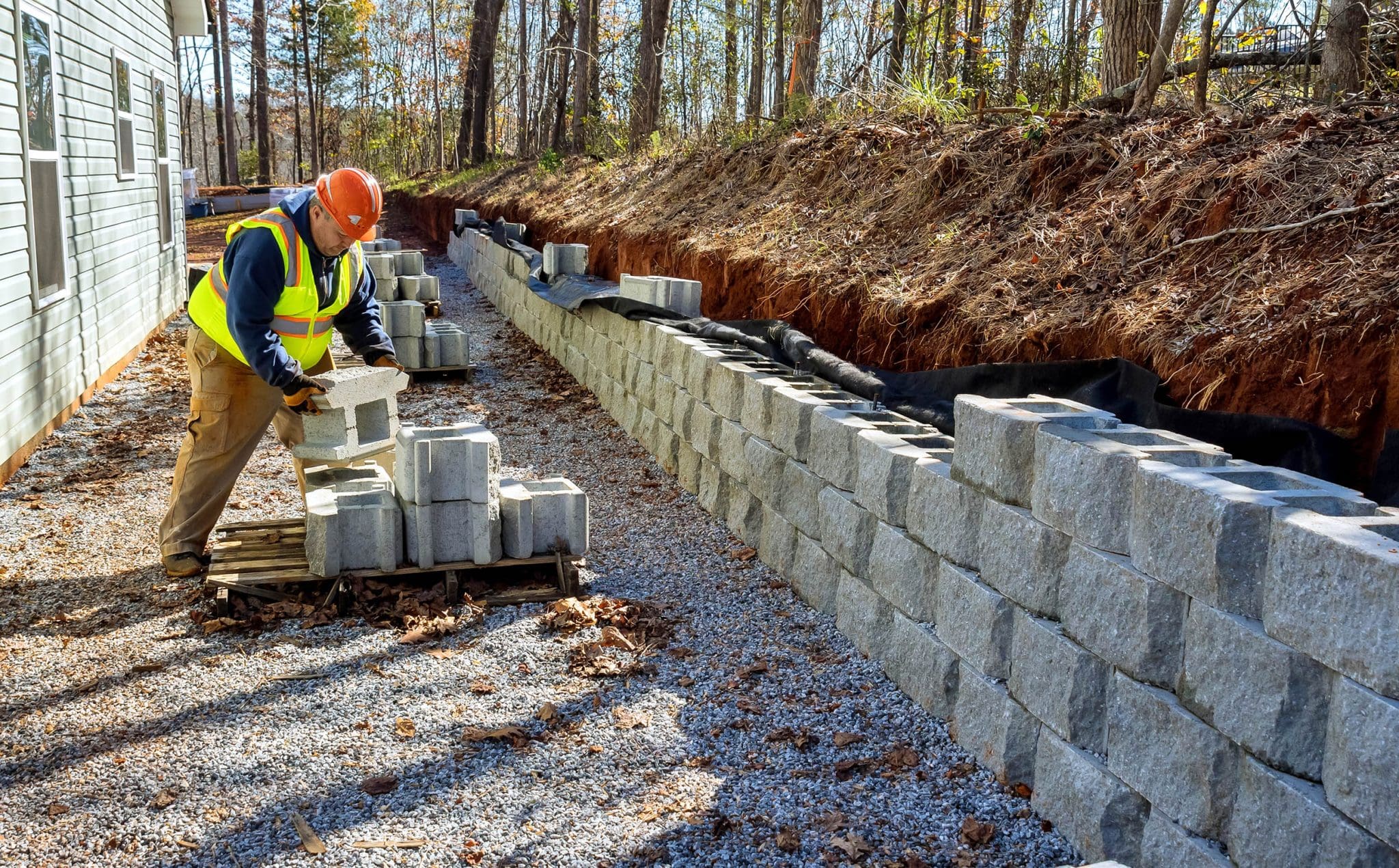 Retaining Wall Installation in Warren project 1